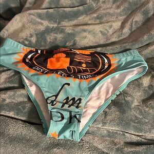 Teal and Orange Graphic Bikini Bottom size large